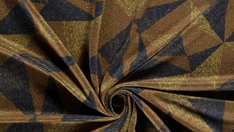 Bestel Kaki Groene Polyester Viscose Jersey met Abstracte Driehoeken 