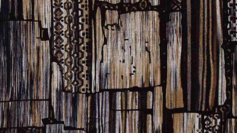 Naaien met trendy bruine viscose jersey met abstracte rechthoeken
