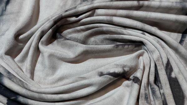 Bestel Grijze viscose jersey met zwarte vlekken