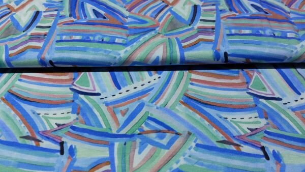 Kleurrijke viscose jersey met waterverfprint kopen