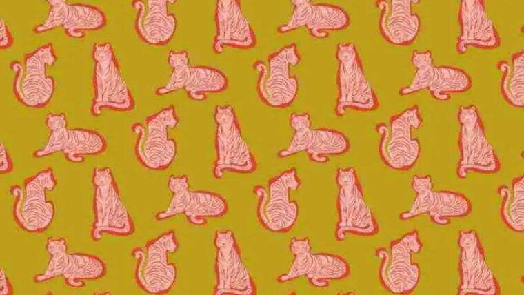 Donker gele tricot stof met tijgers - Poppy Fabrics kopen 