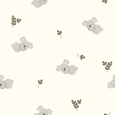 Gebroken witte stretch stof met koala