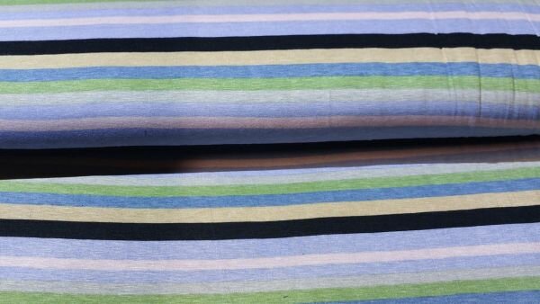Gestreepte tricot stof (Zwart, paars, lila, groen, zand)