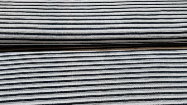 Goedkope stof kopen: Gestreepte Tricot Stof: Zwart, Lichtgrijs en Wit