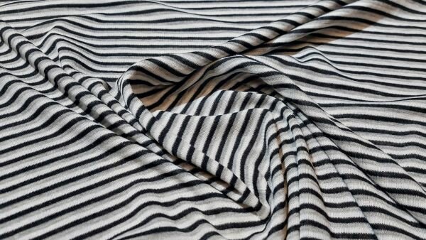 Bestel klassieke Gestreepte Tricot Stof: Zwart, Lichtgrijs en Wit