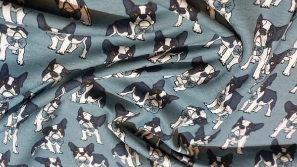kinderkleding naaien met mooie tricot stof met hond