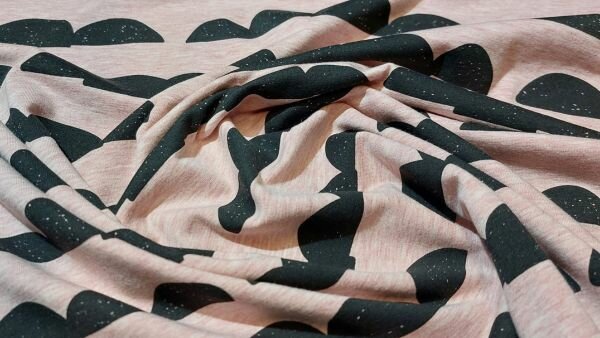 Bestel voordelig Oud roze tricot stof met afbeeldingen van stenen