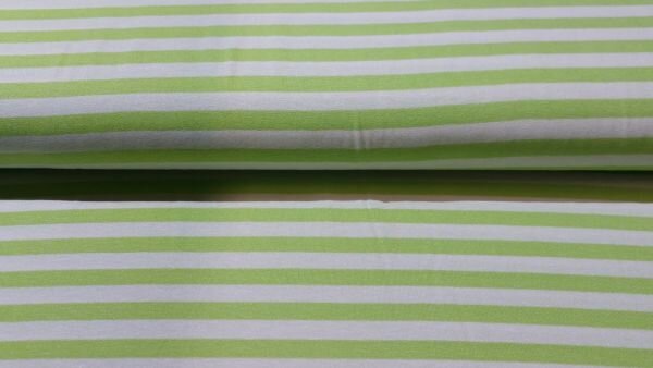 Wit - Lime groen gestreepte tricot stof kopen