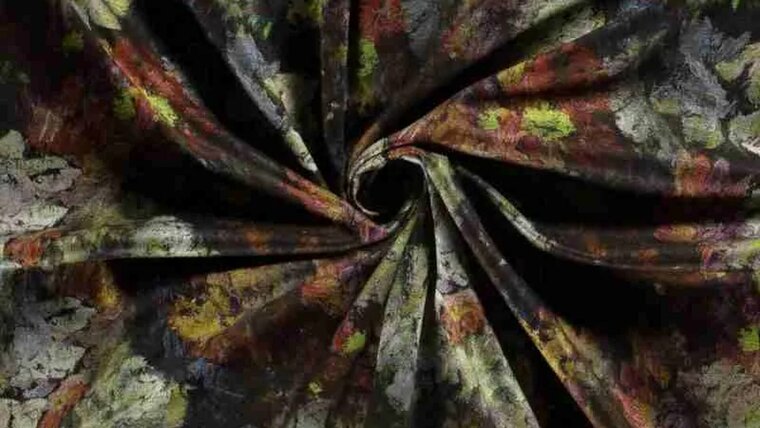 De mooiste Zwarte Polyester Viscose Stof Met Aquarel Bloemen