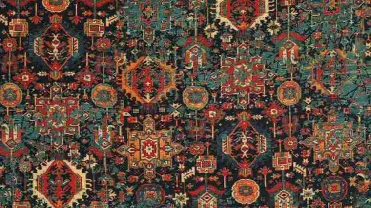Mooie Terra viscose stof met indian figuren voordelig bestellen