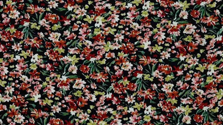 Bestel voordelig Zwarte viscose stof met bloemen