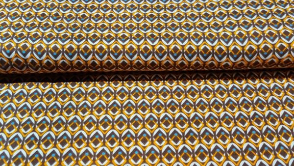 Stretchy tricot stof met populair retro motief kopen