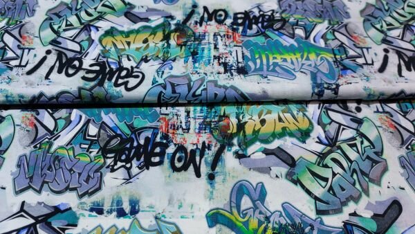 Katoen tricot met graffiti print kopen