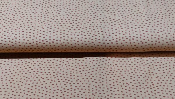 Terra kleurige katoen tricot stof met stippen kopen