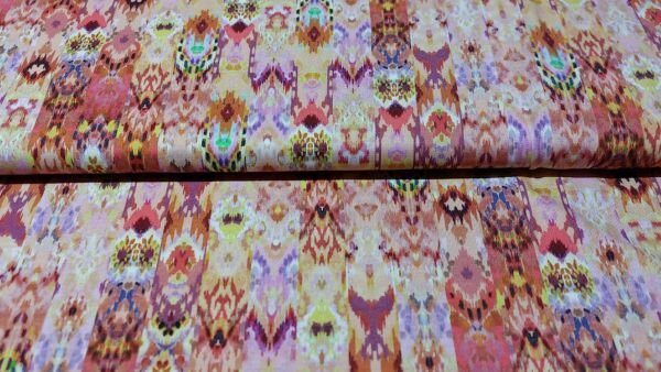 Kleurrijke Ikat katoen tricot stof kopen