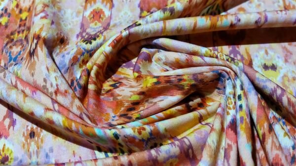 Bestel Kleurrijke Ikat katoen tricot stof