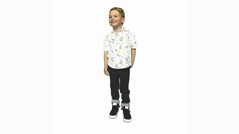 Kinderkleding naaien met Witte katoenen stof space thema