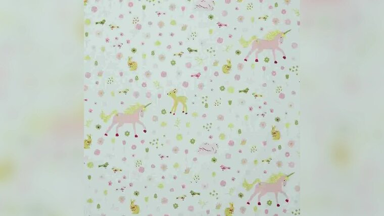 Witte katoenen stof met glitters en bosdieren kopen 