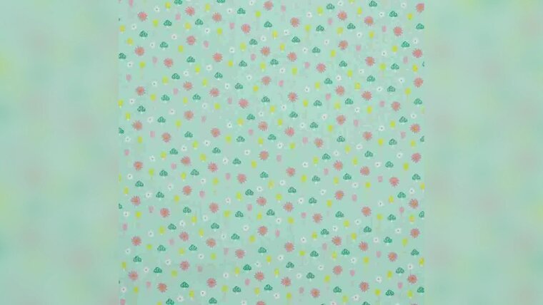 Mint groene katoenen stof met glitters en bloemetjes kopen 