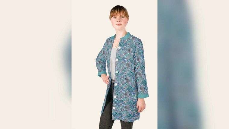 Kleding naaien met Petrol abstract bedrukte katoenen stof