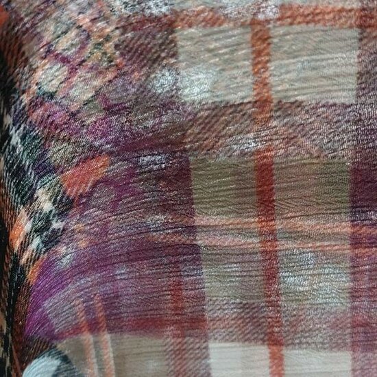 close up van deze transparante patchwork stof
