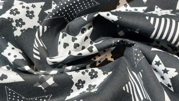 100% katoenen stof met sterrenprint &ndash; ideaal voor kinderkleding