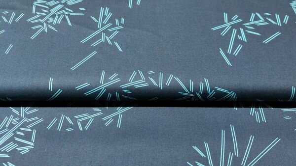 Marineblauwe stretch katoen met mintgroene strepen - hoogwaardige rekbare stof