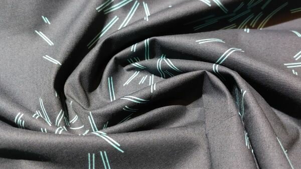 Detail marineblauwe katoen met mintgroene strepen - zachte en soepele stof