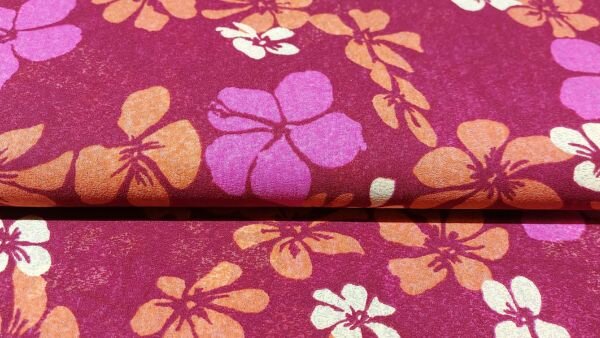 Couponstof bordeaux rood met bloemen