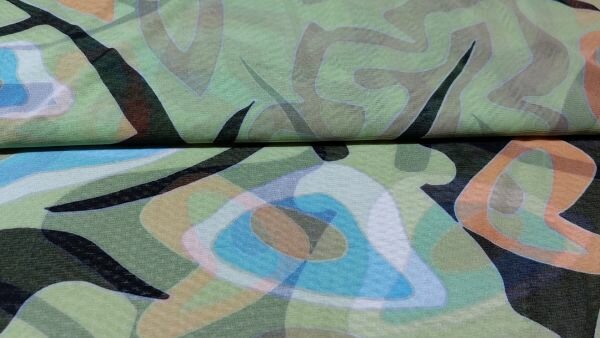 Couponstof chiffon-achtig met abstracte figuren &ndash; detail van de stof