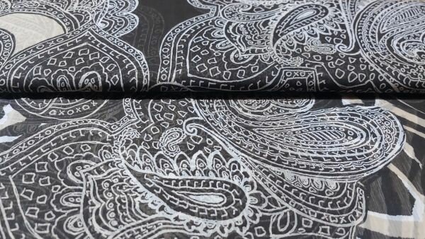 Bruin beige chiffon stof met Afrikaanse print