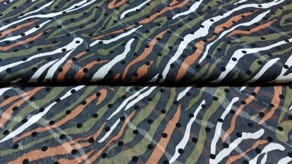 Detail stof camouflageprint met getufte stippen
