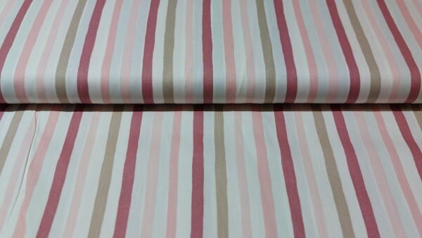 Gestreepte ecru stretch katoen voor kleding	