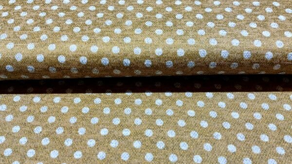 Donker gouden jacquard stof met witte stippen