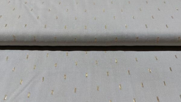 lichtgrijze viscose rayon stof met goudstiksel