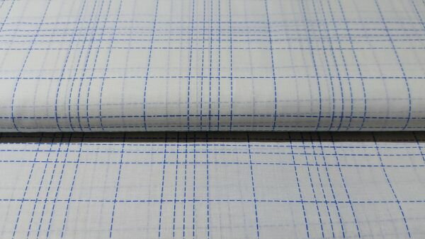 vVoile katoen blauw ecru ruitjes Stoffenland