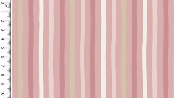 katoenen stof met roze kronkelstrepen