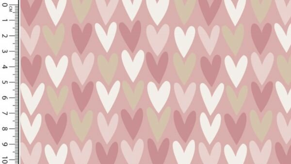 roze katoenen stof met hartjes