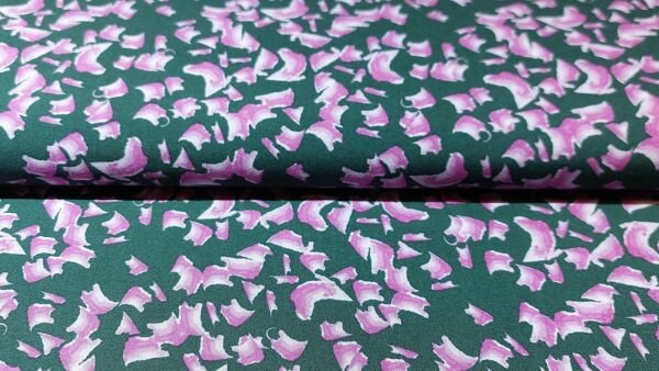 viscose stof groene paarse stippen