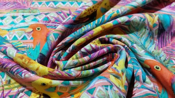 papegaaienprint stof viscose