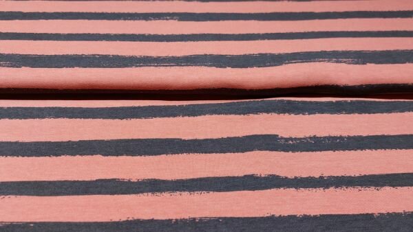 katoen tricot stof groovy stripes brique