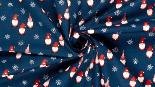 katoenen kerststof kabouters,