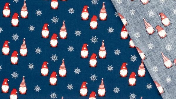marineblauwe kerststof katoen