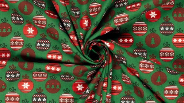 kerststof met kerstballen