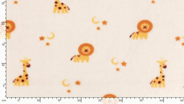 Fleece stof voor babykleding en accessoires met dierenthema