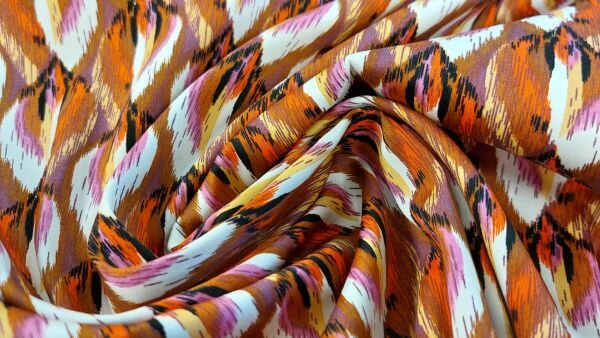 katoenen stof met spandex en ikat motief