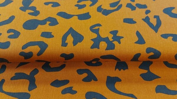 Geweven cotton elastaan denim met animal print