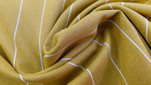 Detail van viscose linnen stof met witte strepen