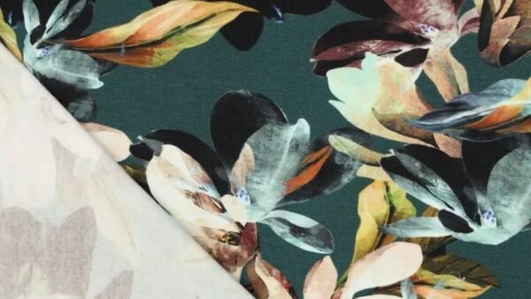 Jersey bloemenstof viscose elastaan groen
