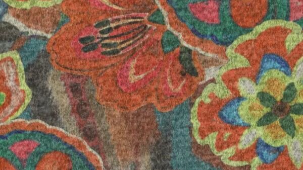 Oranje jersey met digitale bloemenprint